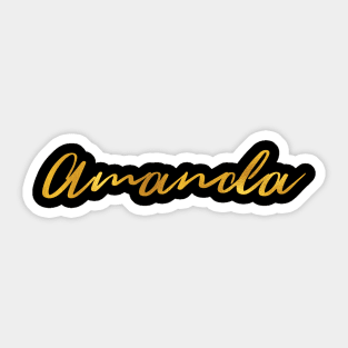 Amanda Name Hand Lettering in Gold Letters Sticker